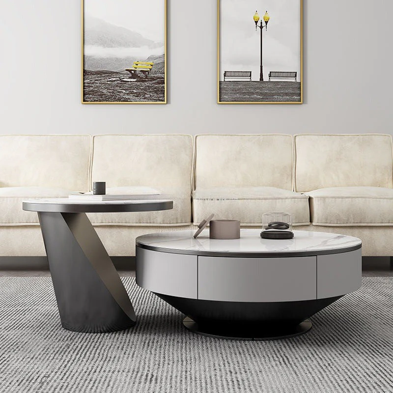 Chich Stone Elegant Modern Marble Coffee Table Set - Image 9