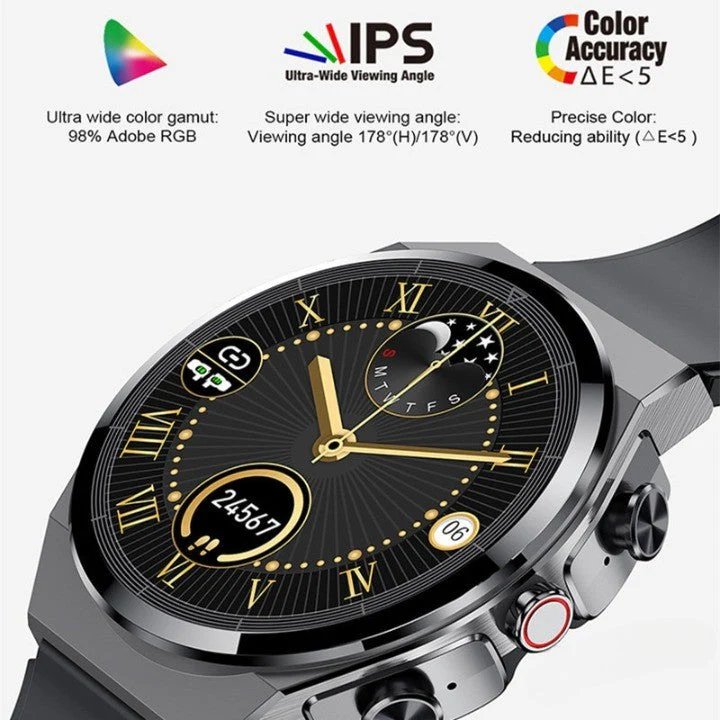 Classical Style Leather Built-in Bluetooth Headphones Smart Watch - Image 4