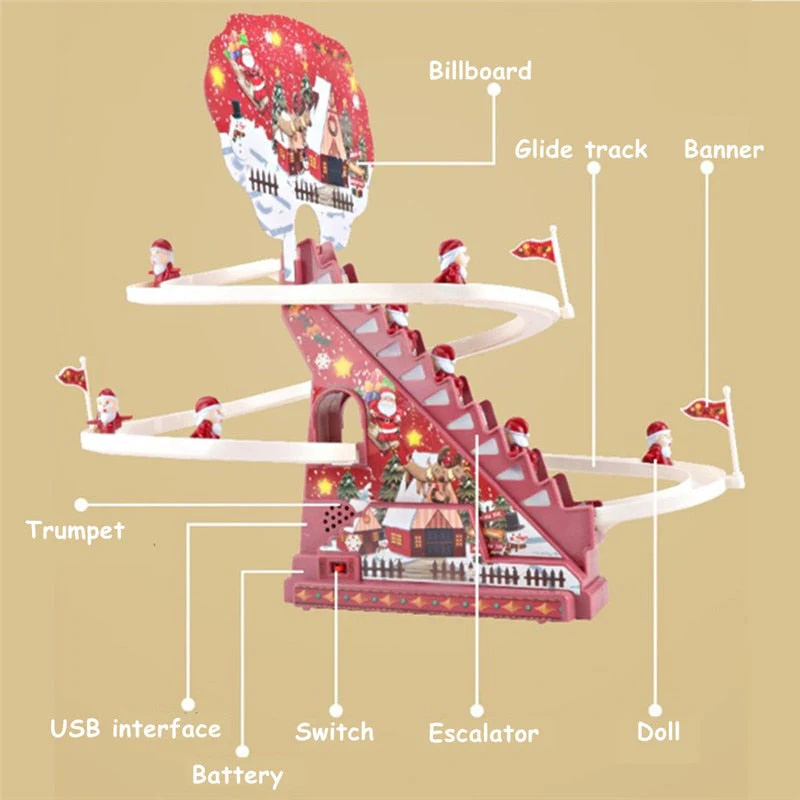 Climbing Santa Claus Race Track Toy Set - Image 2