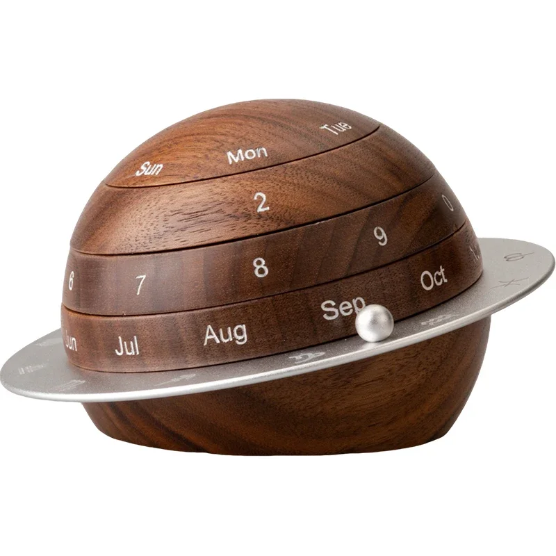 Cosmic Cycle Minimalist Rotating Wooden Calendar - Image 7