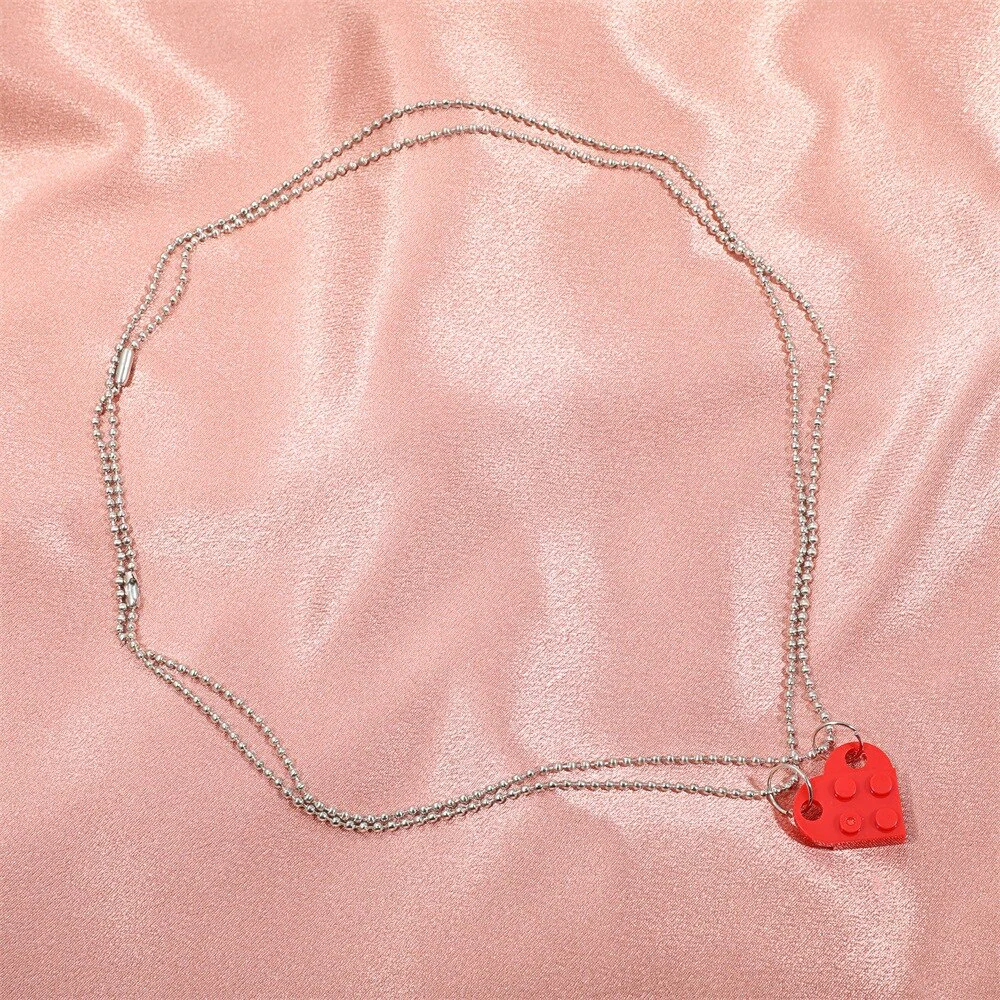 Couples Love Toy Brick Heart Keychain - Image 3
