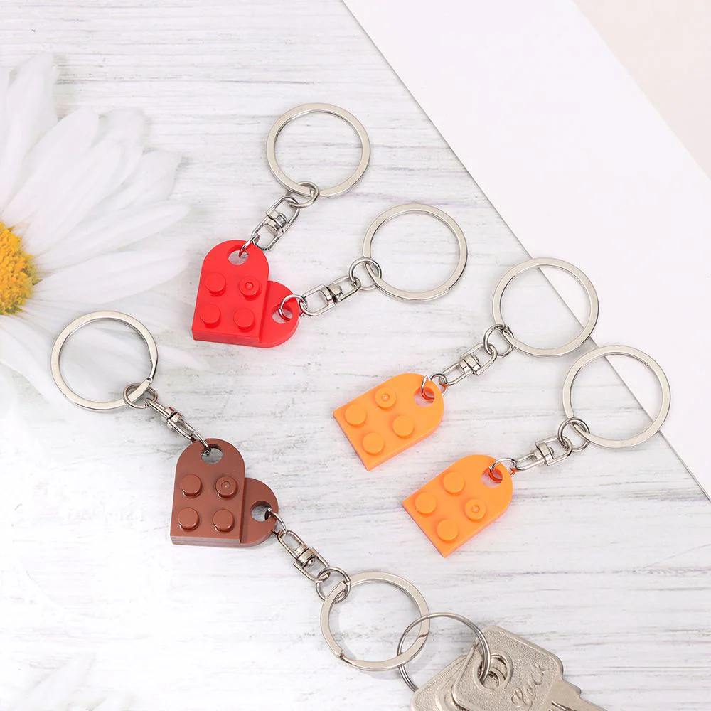 Couples Love Toy Brick Heart Keychain - Image 4