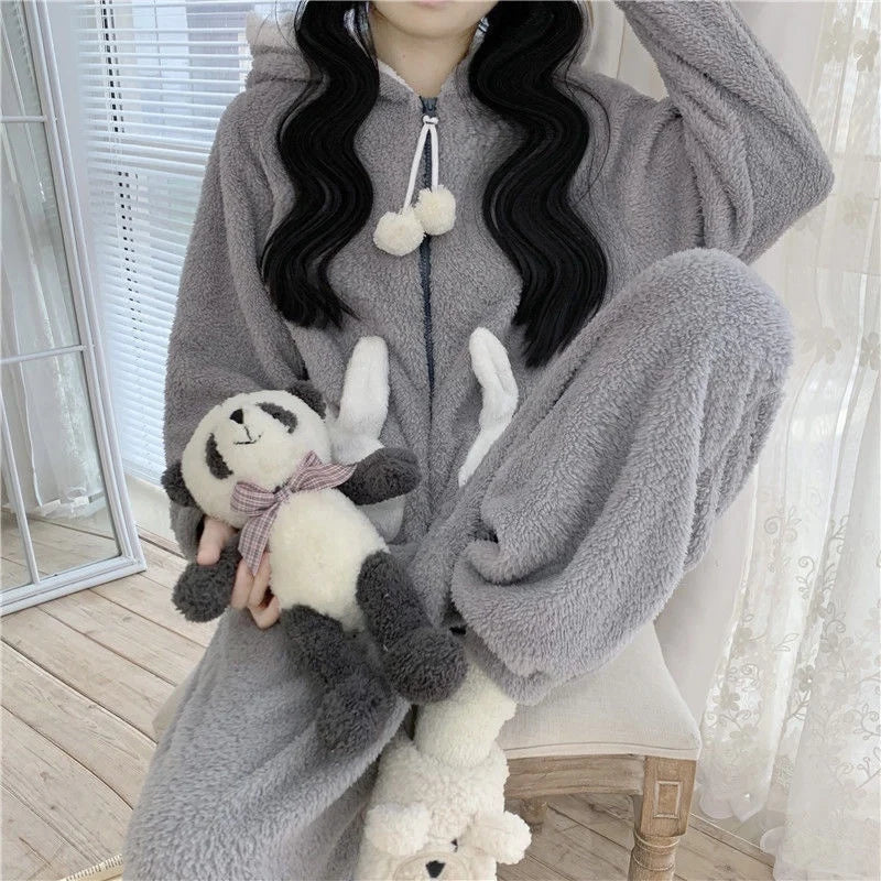 Cozy Bunny Warm Hooded Jumpsuit Pajamas - Image 3