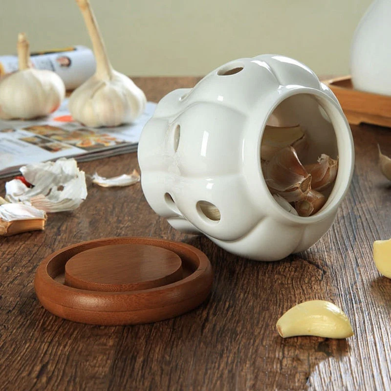 Creative Bamboo Lid Ceramic Storage Can - Image 3