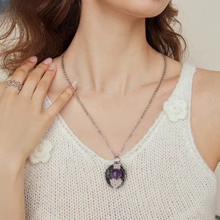 Creative Eagle Wings Feather Glowing Ball Necklace - Image 2