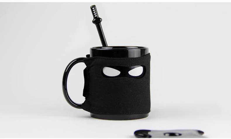 Creative Ninja Ceramic Mug with Mask Sword and Spoon - Image 4