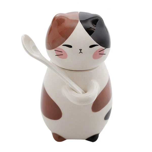 Cute Cat Handmade Coffee Mugs with Spoon - Image 5