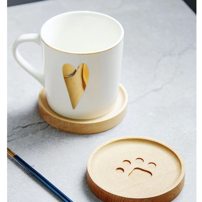 Cute Cat Paw Wooden Coaster - Image 2