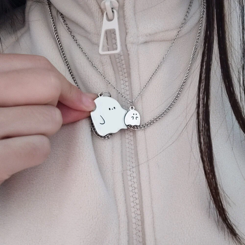 Cute Little Ghost Couple Necklace - Image 7