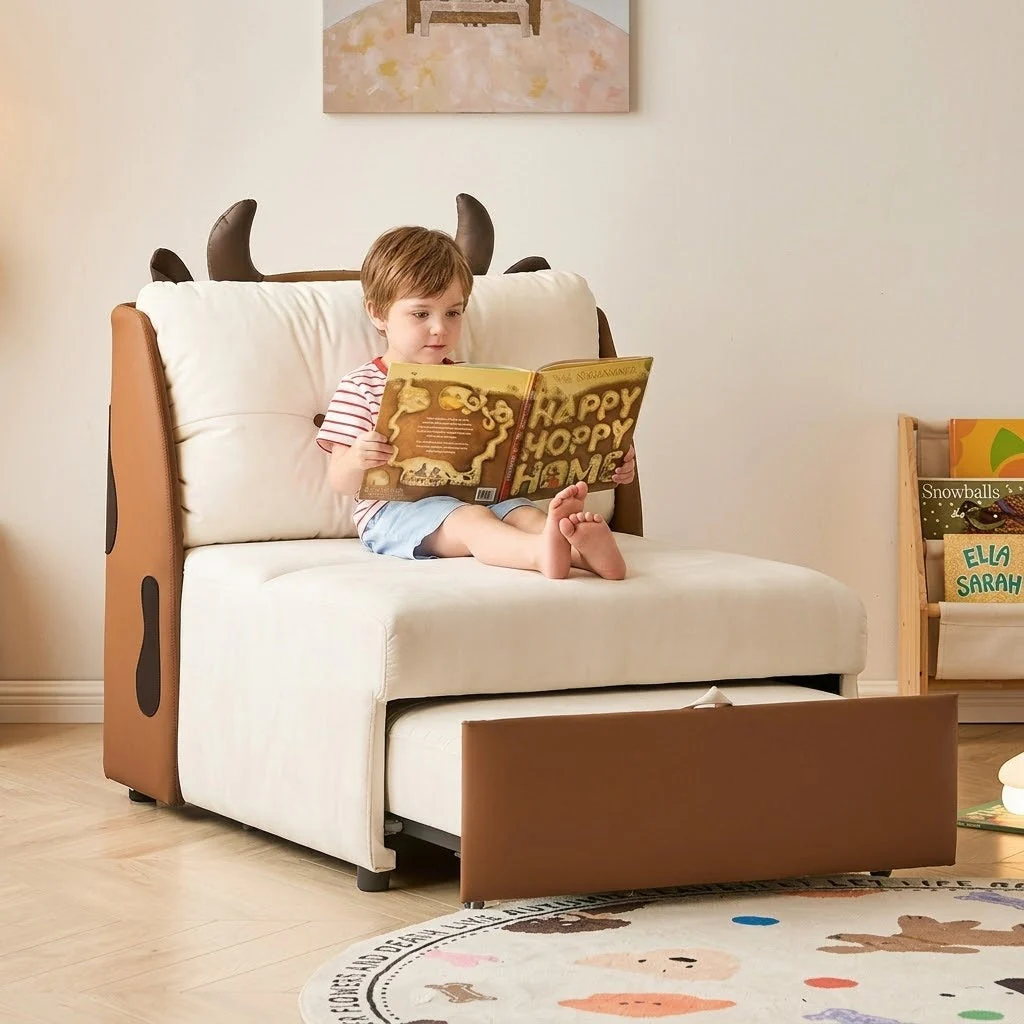 DairyDream Cute Tufted Convertible Lounge Sofa Bed - Image 9