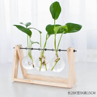 Decorative  Wooden Vase With Wooden Tray - Image 3