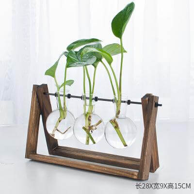 Decorative  Wooden Vase With Wooden Tray - Image 9