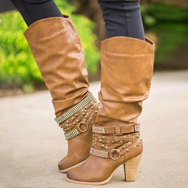 Designer Stylish Mid-calf  Non-slip Female Boots - Image 3