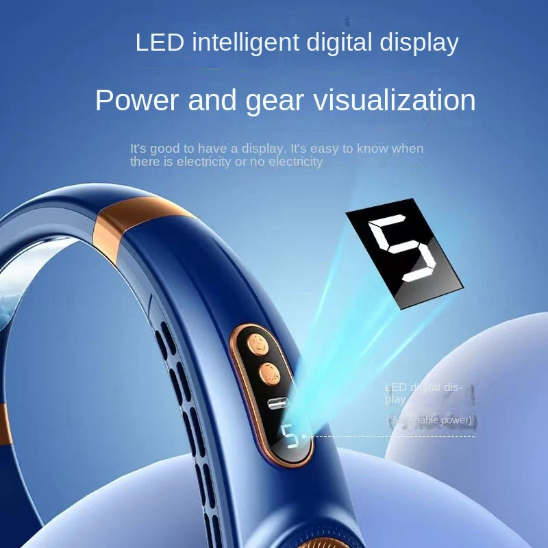 Digital Display Wearable Neck Fan - Image 9