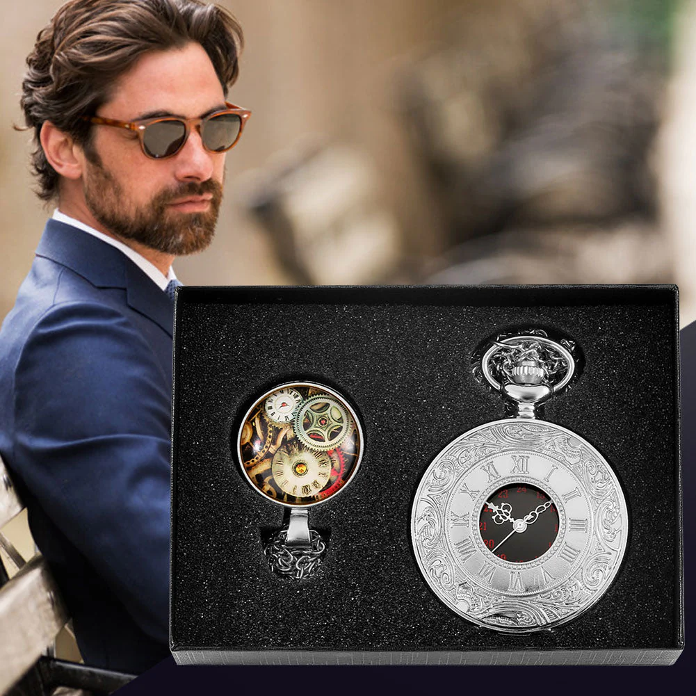 Digital Stainless Steel Pocket Watch Gift Set - Image 12