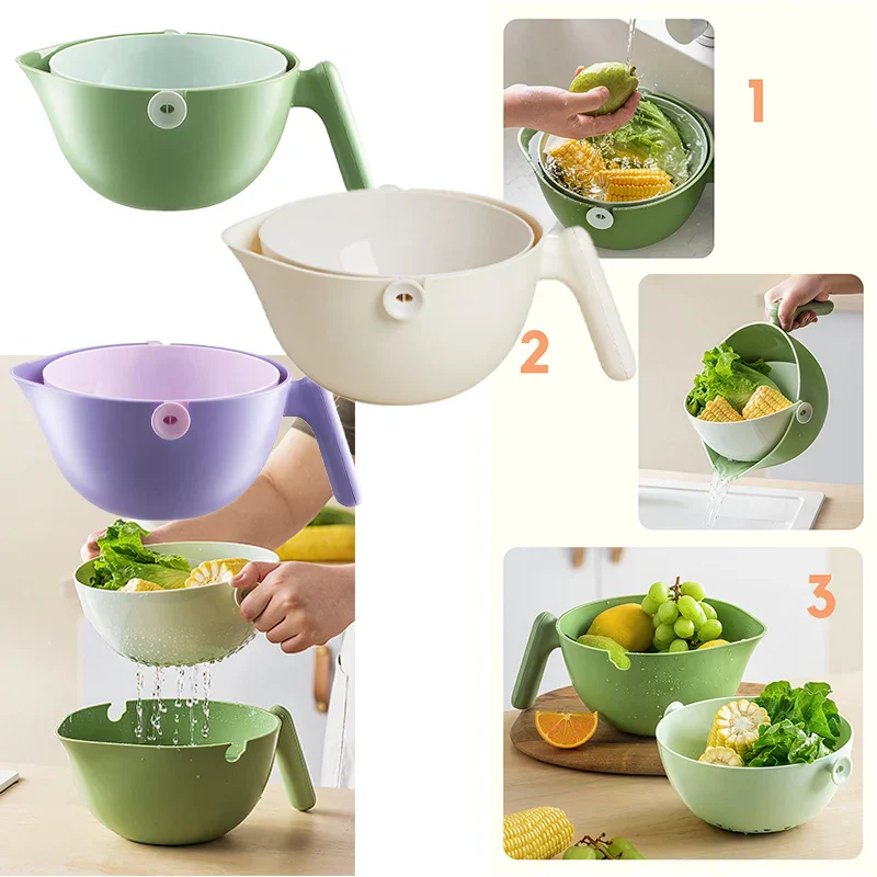 Double Layer Quick Vegetable Drainer Basket - Image 4
