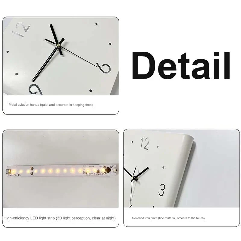 Double-Sided Illuminated Corner Silent Wall Clock - Image 3
