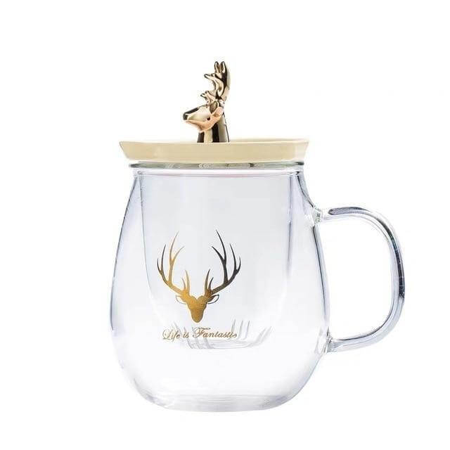 Double Wall Glass Cup With Deer Shape Ceramic Lid - Image 8