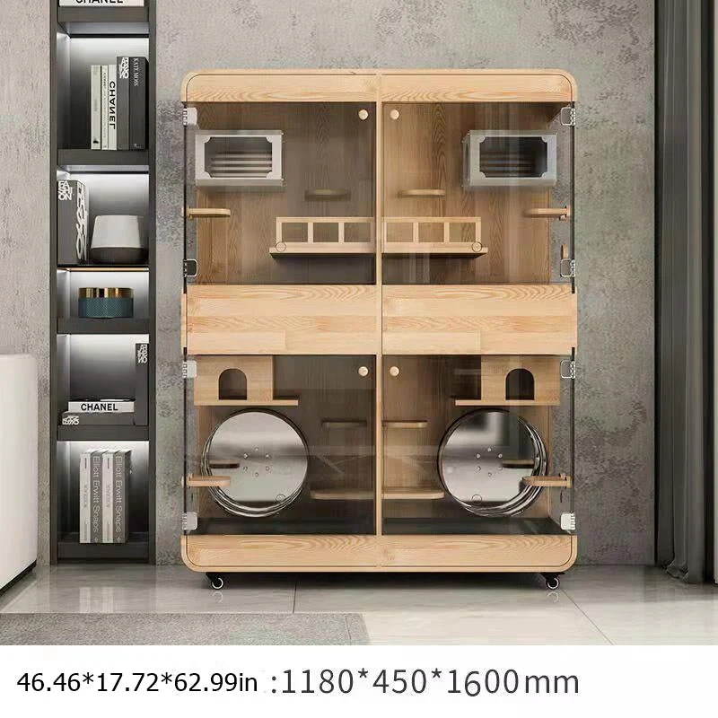 Dreamscape Panoramic Transparent Solid Wood Pet House - Image 12