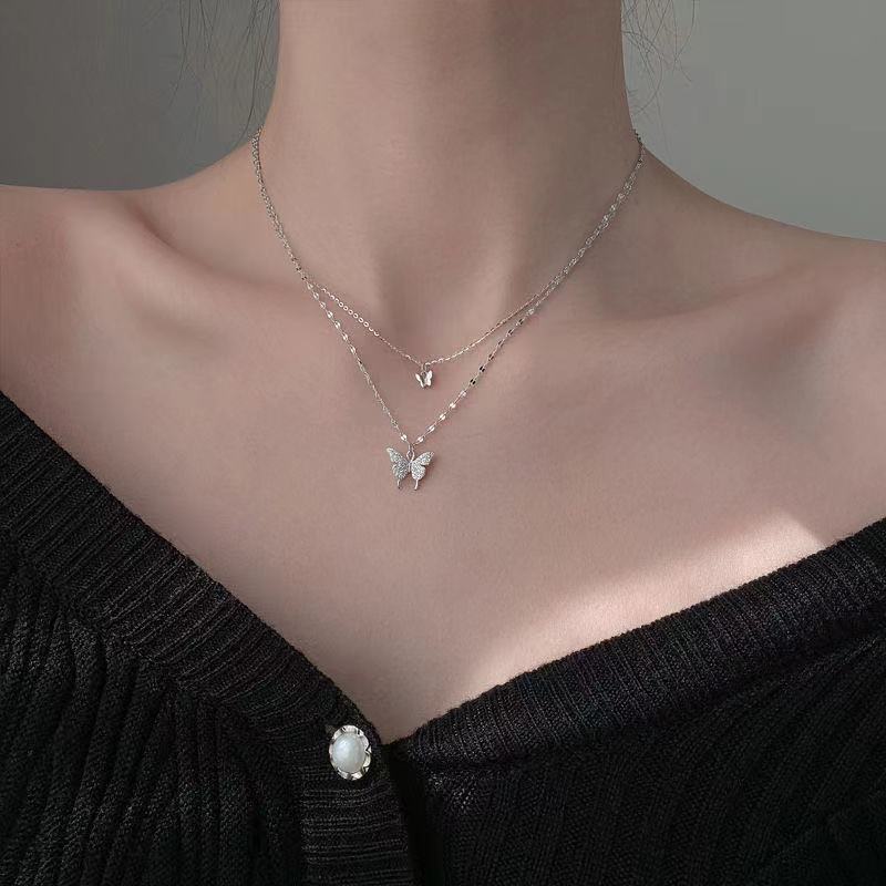 Dreamy Wings Silver Double Layer Necklace - Image 9