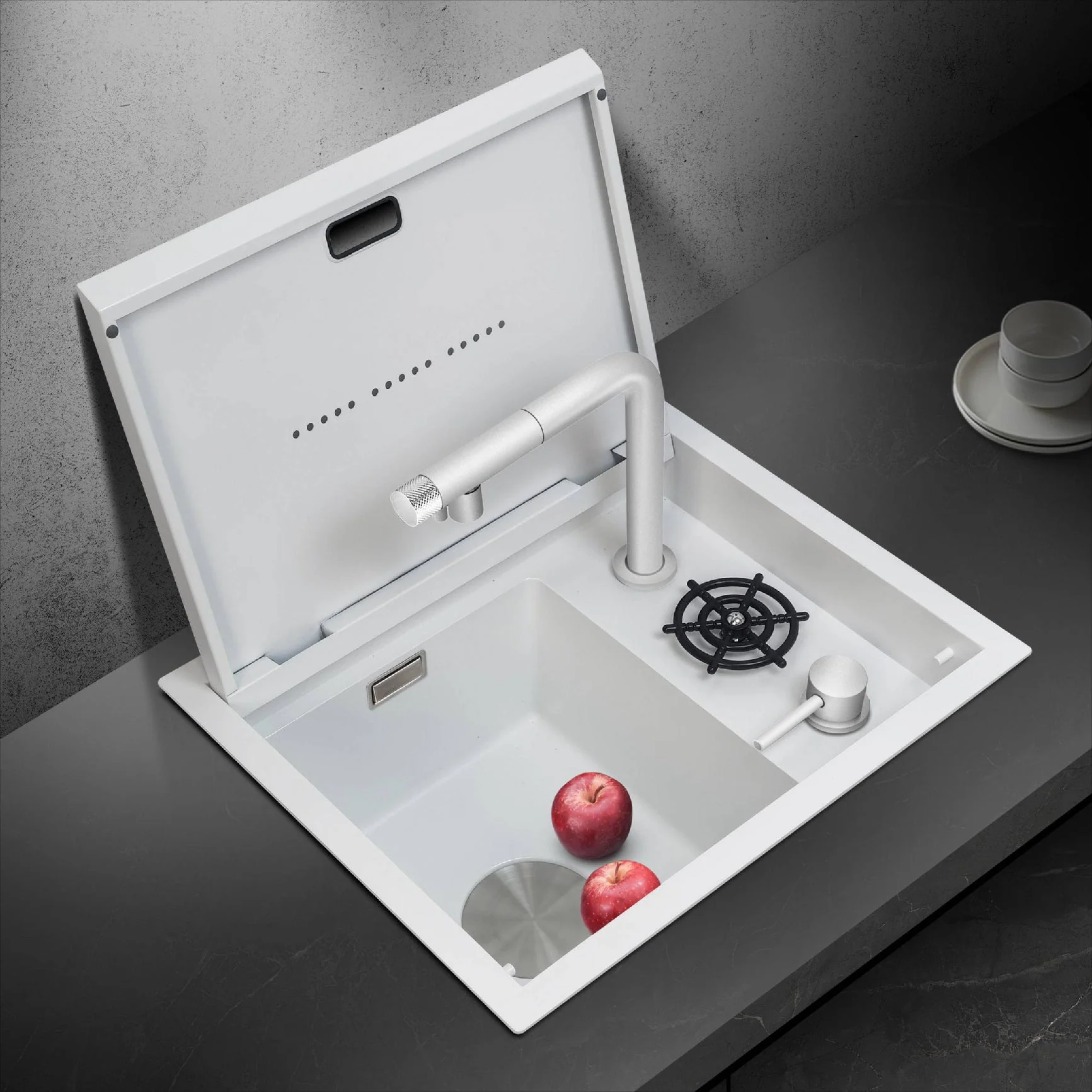 Dual-Compartment Waste Disposal Kitchen Station Integrated Sink - Image 2