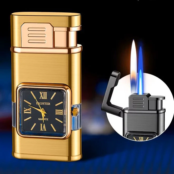 Dual Flame Built-in Watch Butane Gas Lighter - Image 11