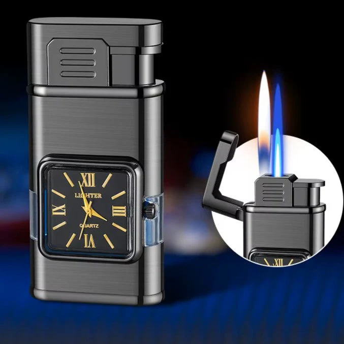 Dual Flame Built-in Watch Butane Gas Lighter - Image 8