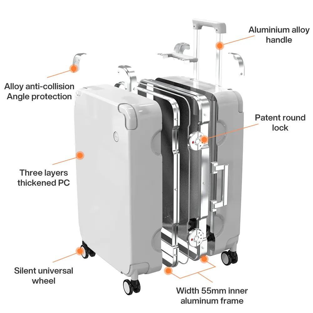 Durable Aluminum Frame Metal Corner Business Travel Suitcase - Image 4