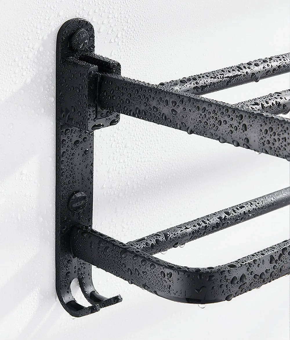 Easy Organizer Bathroom Aluminum Foldable Towel Rack - Image 6