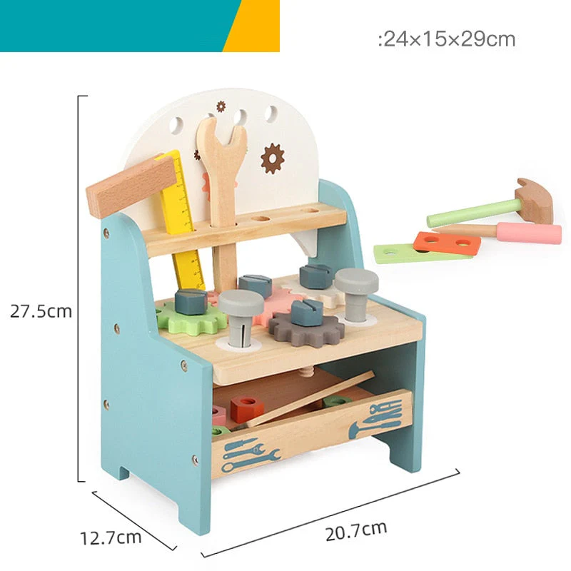 Educational Wooden Workshop Tool Toy Set - Image 4