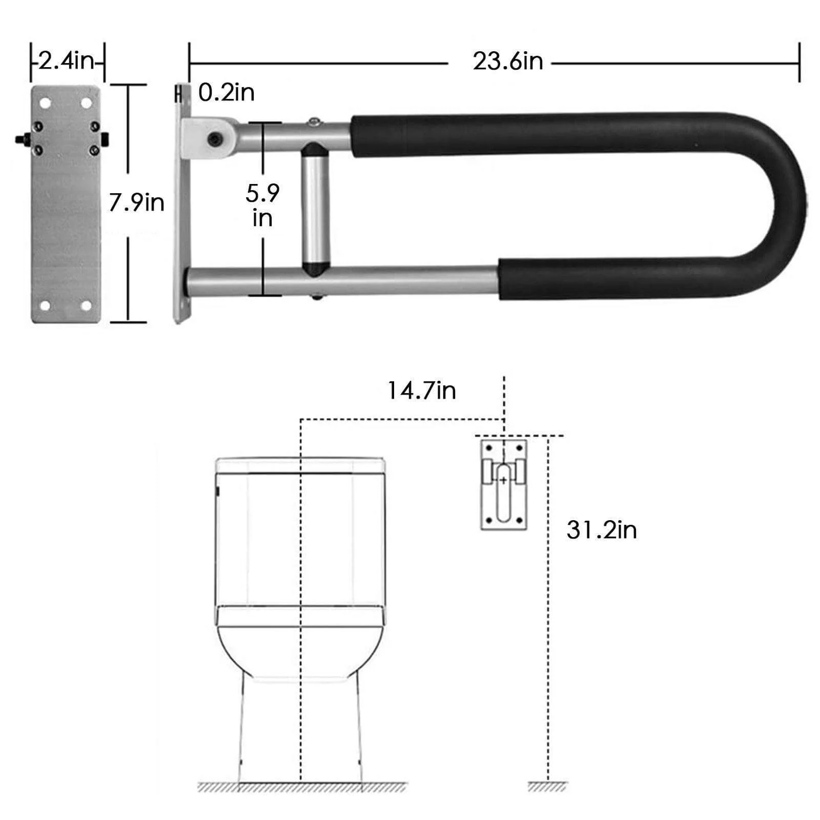 Elderly Handicap Bathroom Foldable Armrest - Image 9