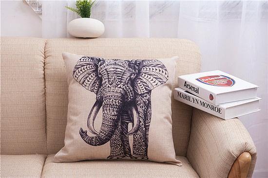 Elegant Elephant Printed Decorative Pillow Cases - Image 2