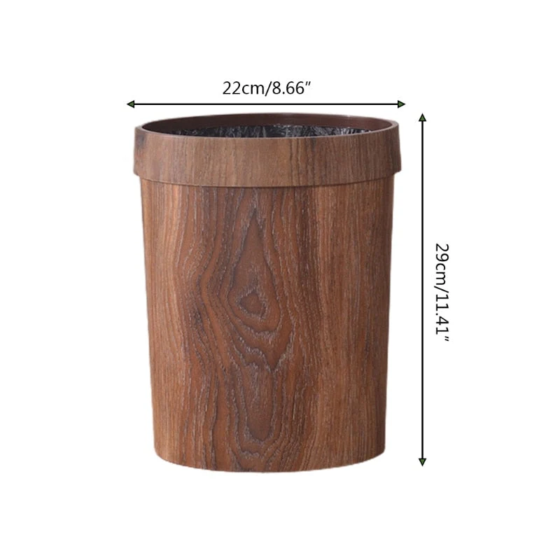 Elegant Retro Wooden Grain Trash Can - Image 4