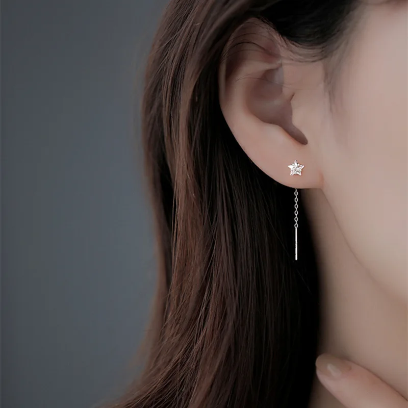 Elegant Slim Geometric Chain Earrings - Image 5
