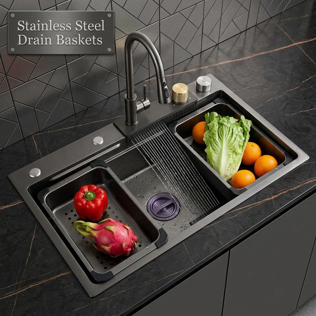 Elegant Stainless Steel Waterfall Kitchen Sink - Image 5