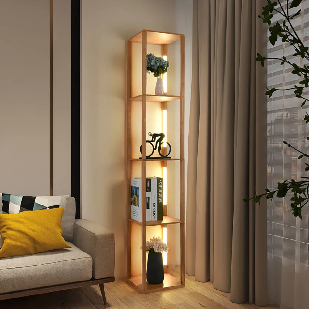 Elegant Wooden LED Light Nordic Shelf - Image 2