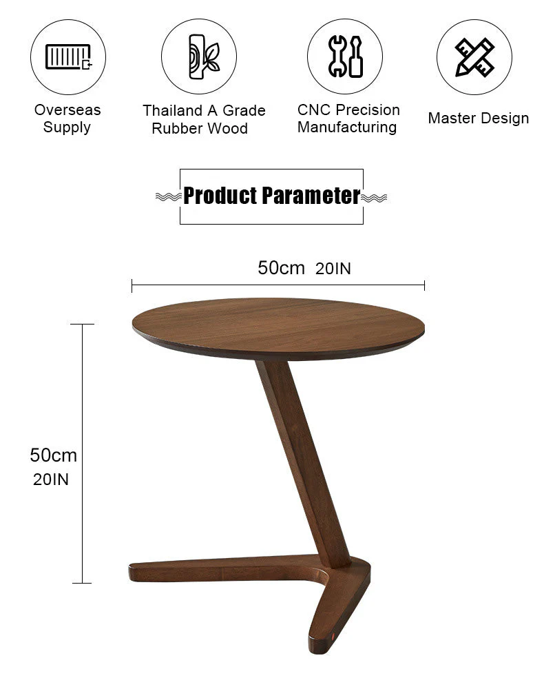 Elegant Wooden Sofa Side Round Desk - Image 3