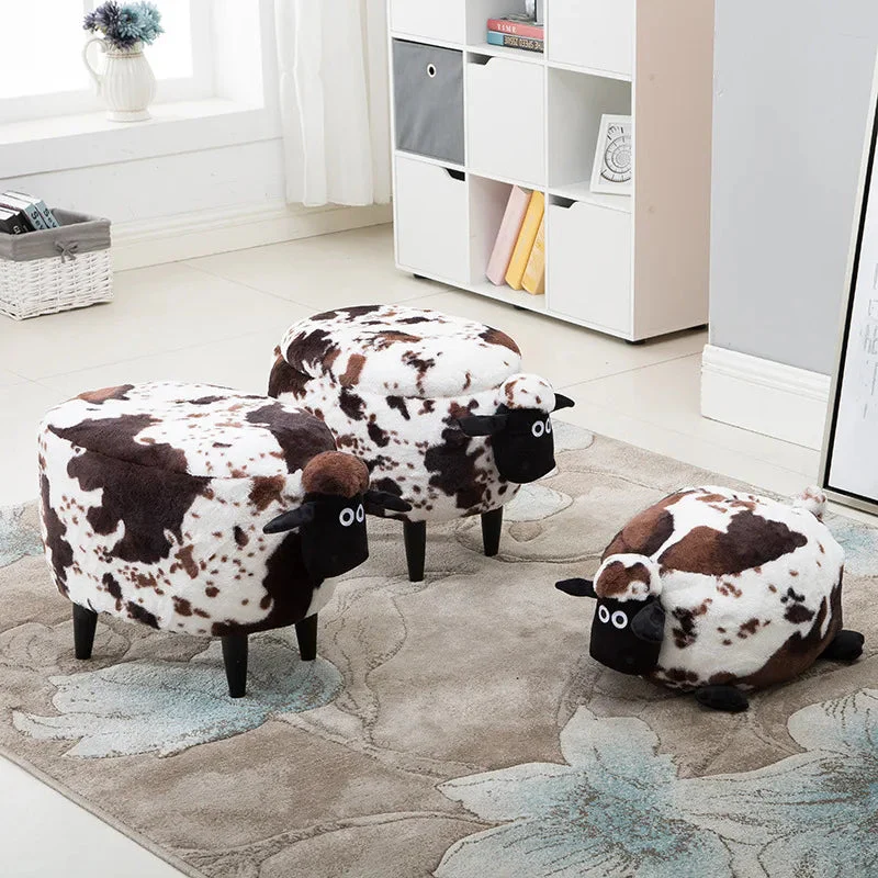Fluffy Sheep Ottoman Organizer with Storage - Image 2