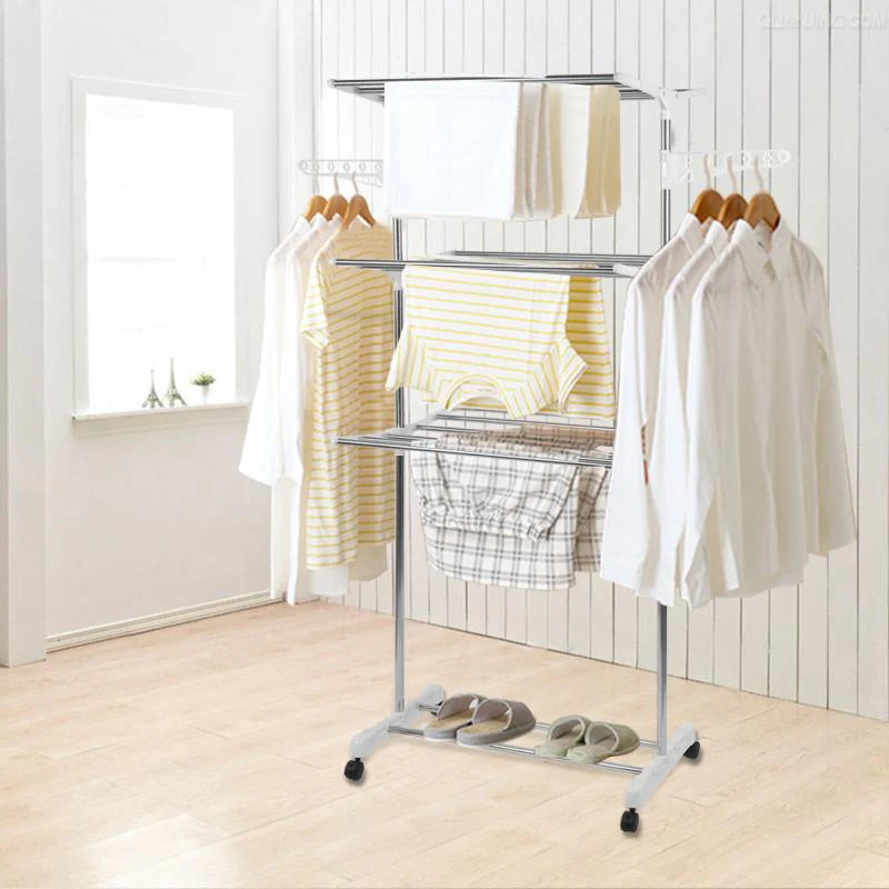 Foldable Multi-Layer Clothes Hanger Rack Stand - Image 2