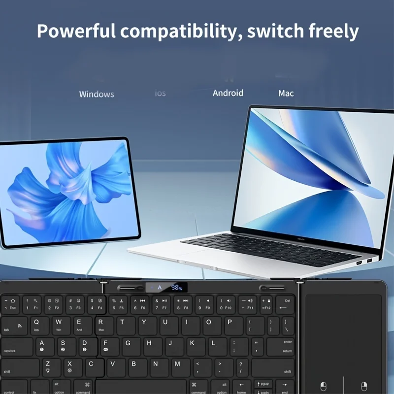 Foldable RGB Wireless Built-in Touchpad Backlit Travel Keyboard - Image 2