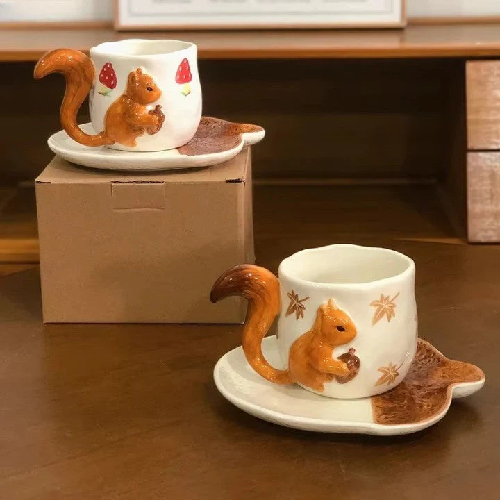 Forest Squirrel Artisan Tea Cup - Image 6