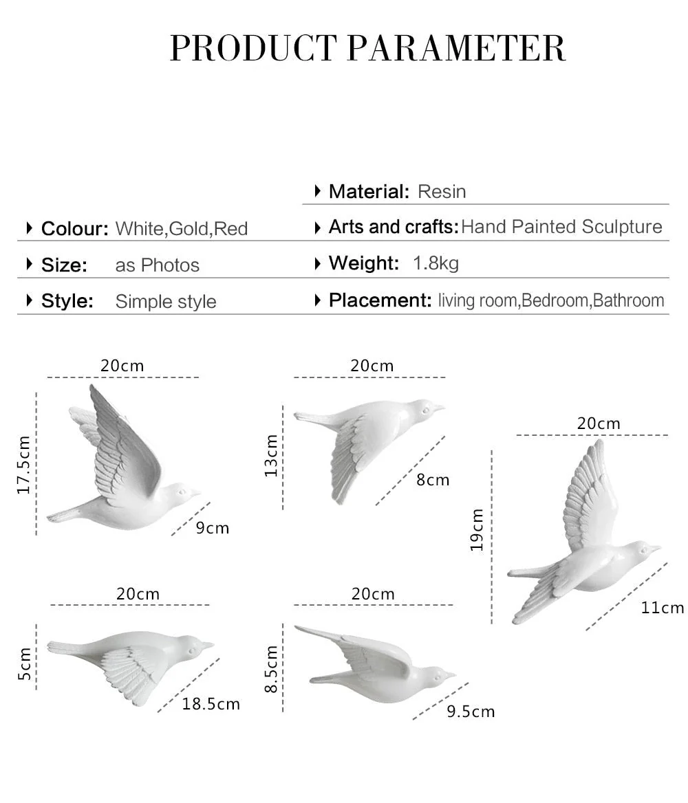 Free Flying Birds Resin Wall Decor - Image 25