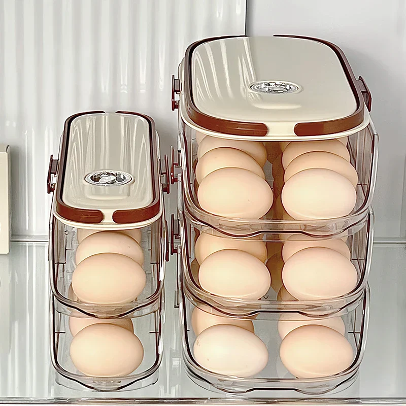 Fridge Organizer Automatic Rolling Transparent Egg Storage Box - Image 3