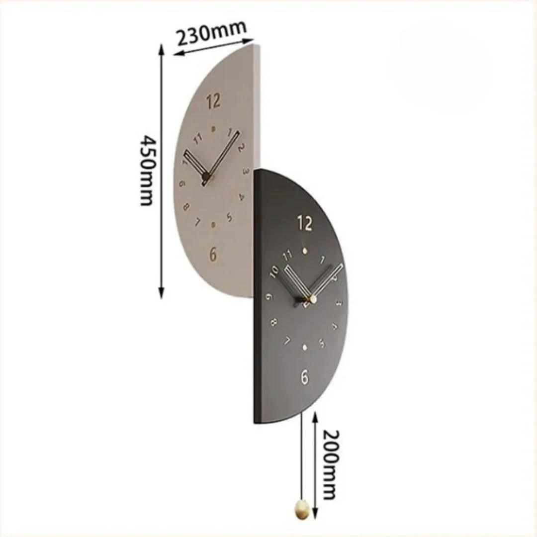 Geometric Half-Moon Dual Wall Clock - Image 7