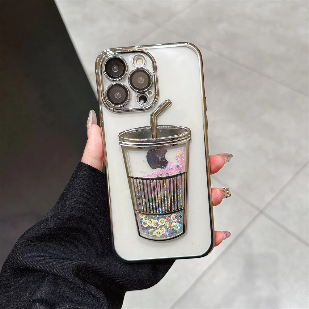 Glitter Star Drink Cup iPhone Case - Image 4