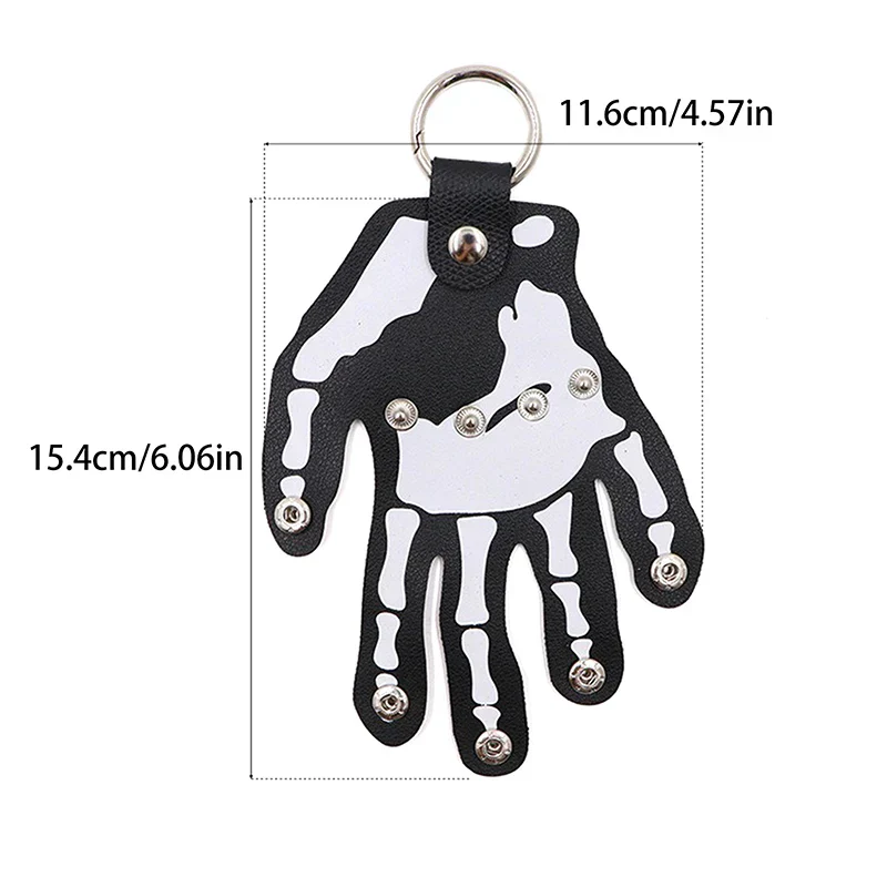 Gothic Skeleton Hand Leather Belt Clip Keychain - Image 4