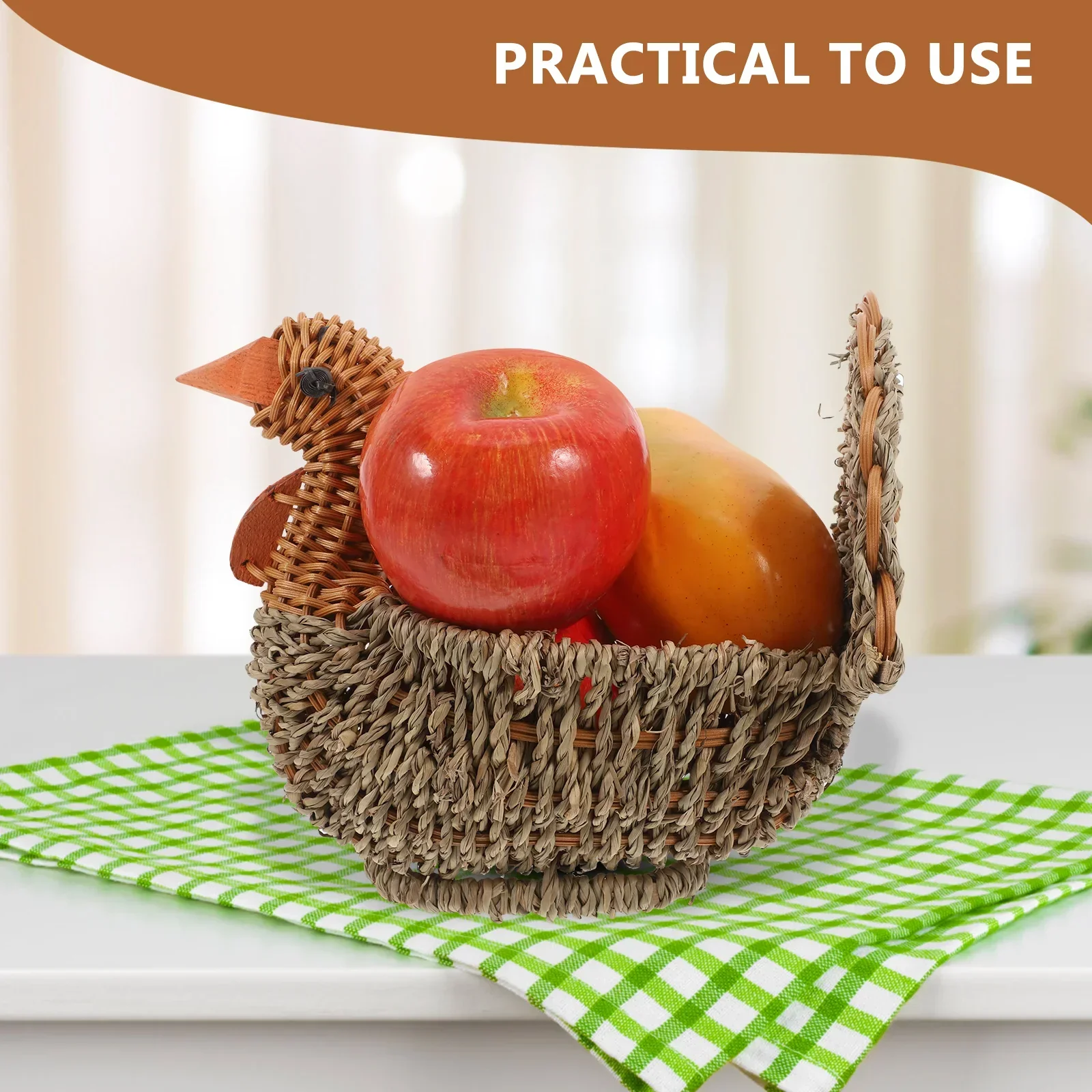 Handcrafted Natural Woven Turkey Shape Basket - Image 5