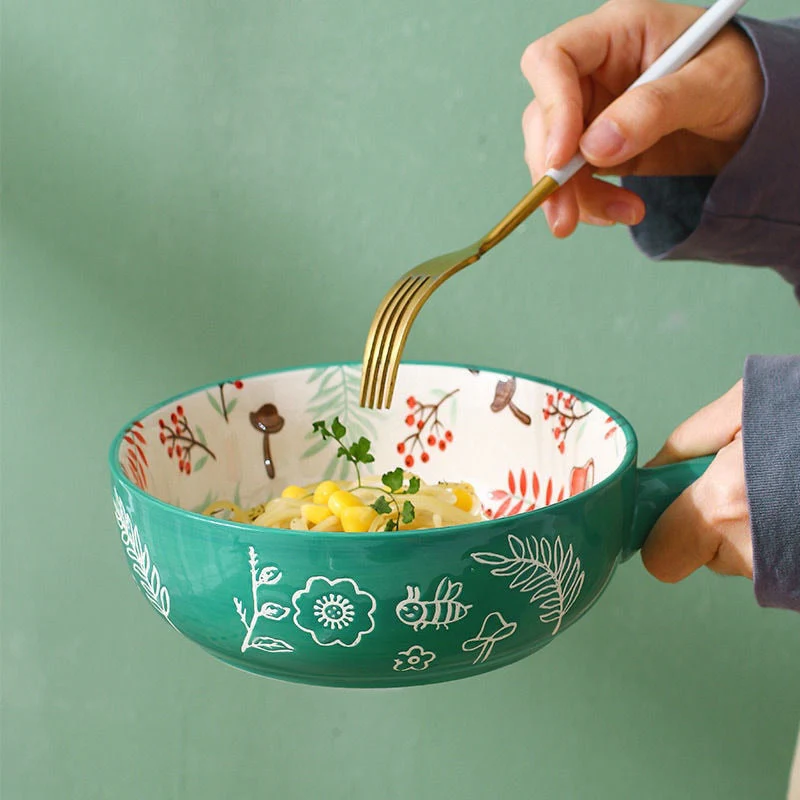 Handmade Animal Flower Large Ceramic Bowl - Image 5