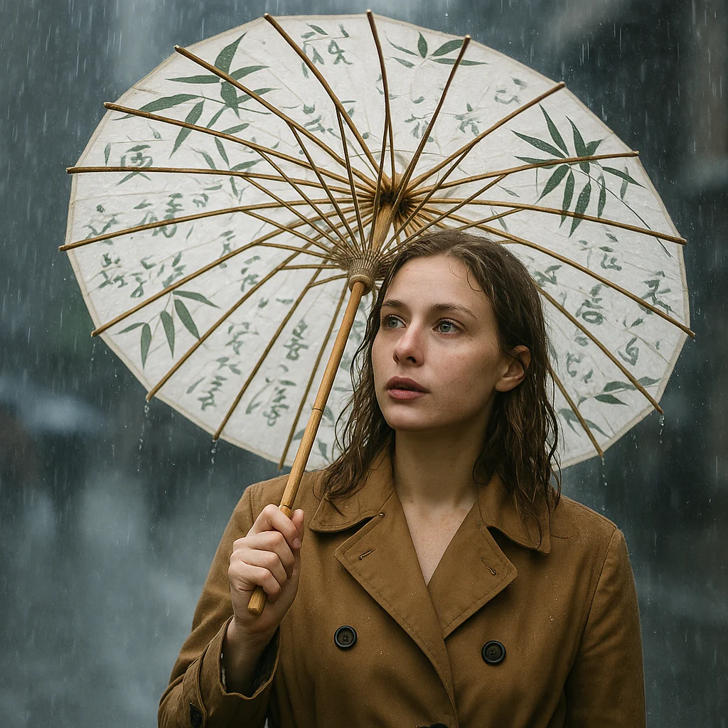 Handmade Bamboo Calligraphy Umbrella - Image 3