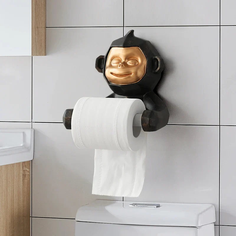 Happy Monkey Resin Toilet Paper Holder - Image 2